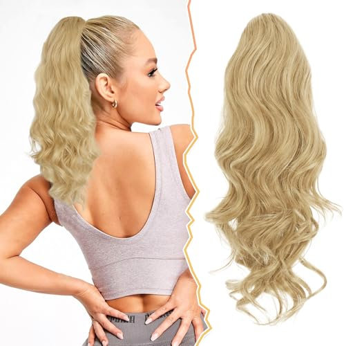 BARSDAR 40 cm Locken Kordelzug Pferdeschwanz Haarteil Haarverlängerung, Wellige Lockige Pferdeschwanz Verlängerung Synthetisches Haarteil Ponytail Extension für Frauen und Mädchen