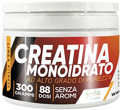 Creatina Monoidrato 300 Grammi - 88 Dosi - 100% Polvere pura - Solubilità ottimale - Senza additivi - Gusto Neutro - Creatine per Crescita Massa Muscolare, Forza e Resistenza - Integratore Alimentare