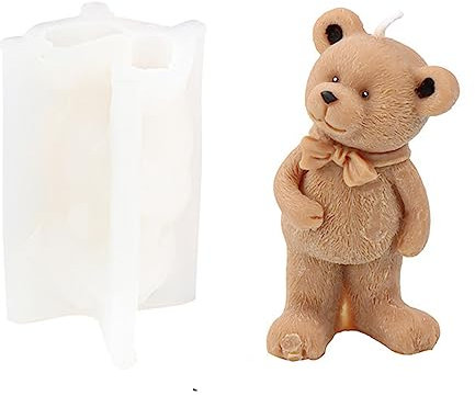 JS MOLD Kerzenform Silikon 3D Bär Silikonform Kerzen Gießen Formen,Tier Silikonform Kerzenformen,Bär kerzenformen zum gießen für die Kerzenherstellung,Dekoration Handwerk (Uhrbär)
