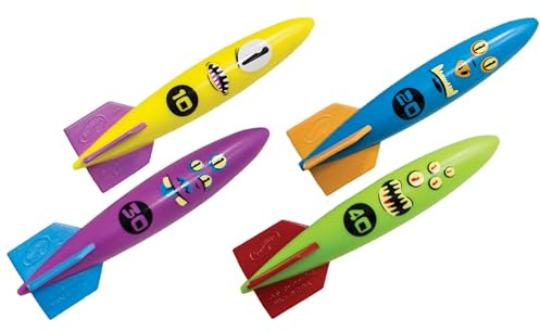 SwimWays Toypedo Bandits Dive Toys, Swimming Pool Accessories & Kids Pool Toy 4-Pack, Swimming Aids, Pool Party Favors for Kids Ages 5 & Up