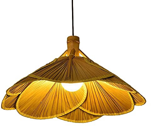 RCIDOS Luces Colgantes Creativas con Ventilador De Bambú Lámpara Colgante Mimbre Ratán Iluminación Colgante Tejido De Bambú Luminaria Techo Manual LED Simplicity para Isla Cocina Estilo Granja Estilo