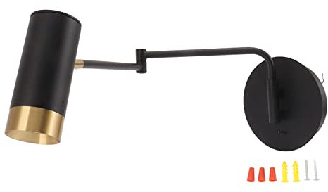 Wandleuchte Mit Schwenkarm Für Schlafzimmer, an Der Wand Montierte Nachttischlampen Mit Verstellbaren Schwenkarmen, Industrielle Leseleuchte aus Metall, Wandmontage Für Nachttisch, Schlafzimmer, Wohnz