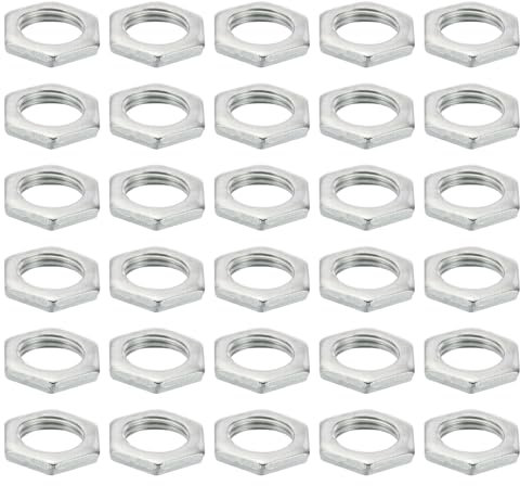 PATIKIL M16x1.5 Acero Hexagonales Tuercas, 30 Paquete Métrica Rosca Galvanizado Acabado Herraje Tuercas Tornillo Perno Sujetadores para Lámparas Maquinaria Reparación 4mm Altura