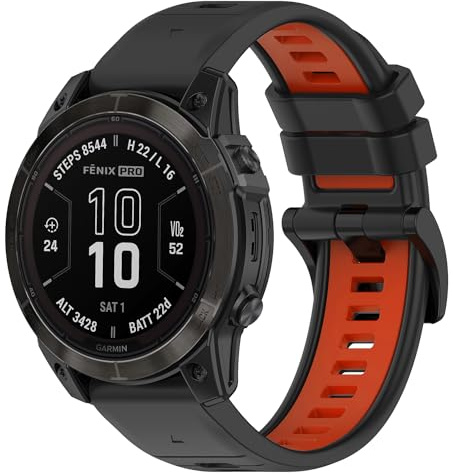 SeNool QuickFit 22mm Bracelet pour Garmin Fenix 9/9 Pro/Solar/8/8 Pro(47mm) | pour Garmin Fenix E 47mm/7 Pro/7/6 Pro/6/5/Quatix 8 47mm/Descent G2, Sport Souple Respirant Silicone Bracelet, Gris Orange