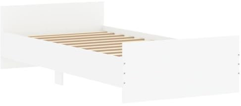 vidaXL Cadre de Lit, Lit Simple avec Sommier à Lattes, Lit Adulte, Meuble de Chambre à Coucher, Moderne, Blanc 90x190 cm Bois d'Ingénierie
