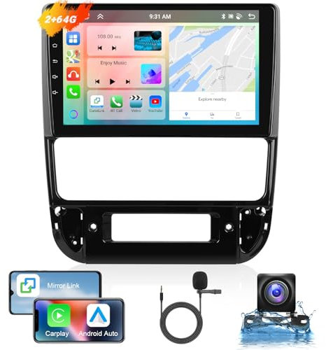 Podofo Radio de Coche para Peugeot 406 1999-2004 Wireless Carplay Android Auto, Radio de Coche con Pantalla táctil IPS de 9 Pulgadas, 8 Core 2+64G, Soporte Bluetooth/WiFi/Mirror Link+Cámara Trasera