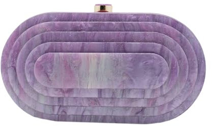 GSYPS Acrylic Evening Clutch Bag for Women Shell Shape Shoulder Crossbody Bag Glitter Marble Purse Handbag, C-lilac