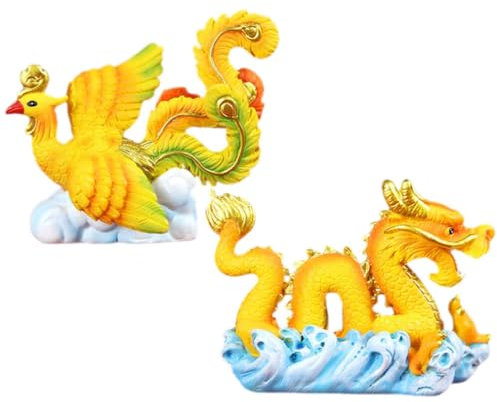 STOBAZA Feng-Shui-Statue Chinesischer Drache Und Phönix 2 Feng-Shui-Figuren Für Glück Yin-Yang-Harmonie Symbol Für Hochzeit Hochzeit Heimdekoration