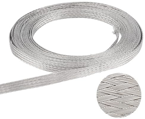 UNICRAFTALE about 6m Stainless Steel Braided Tape Expandable Braided Cable Sleeve Knitting Scalable Network Ribbon Flat Cable Sleeve Cord Protector Wire for Protect Cable