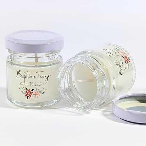 18 Bougies personnalisées | 10H - 40ML - 30GR | Cadeau invité mariage, baby-shower, baptême, communion, anniversaire - Cadeau merci | TE Whaka