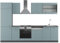 Vicco Küchenzeile R-Line, Küchenblock, Blau-Grau/Anthrazit, 300 cm, AP Marmor