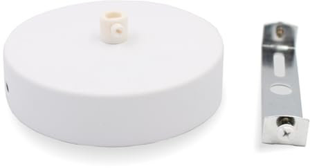 Licht-Zubehoer.de by MLZ Metall Baldachin (Decken Rose) mit Bajonett-Befestigung/Deckenbaldachin für Hängeleuchte inkl. Zugentlastung | Ø 100 mm | Höhe 25 mm (Weiss)