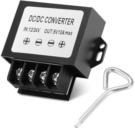MZHOU Convertitore di potenza da 12V/24V a 5V 10A 50W massimo con cacciavite, trasformatore step-down DC 8V-35V per luci a striscia LED, altoparlanti, pompe dell'acqua, radio.