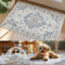 TOPICK Läufer Flur Waschbar Küche Läufer Kurzflor Retro Blau Blume Orientalischer Teppich 60x150cm Antibakterieller Faltbar rutschfest Teppich für Brücken Schlafzimmer Wohnzimmer Flur Eingangsbereich