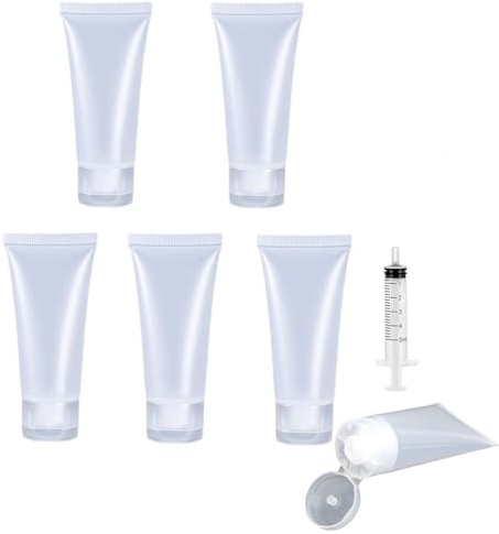 MORICOH 5 Stück Transparenter Nachfüllbare Leere Tuben, 30ml Befüllen Tuben | Leere Tuben zum Befüllen, Probenbehälter, Leere Flüssige Foundation Tuben für Reisen und DIY-Projekte,DIY Lipgloss,Kosmetik