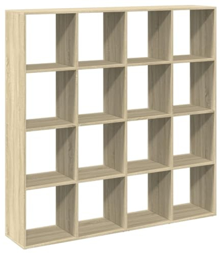 vidaXL Book Cabinet Sonoma Oak 137,5x29x137,5 cm Engineered Wood | Sleek and minimalistic look, Loads of space for books and decor, Works well as a display unit or room divider