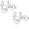 Glintara Silber Weihnachten Ohrringe Damen, 925 Sterling Silber Elch Perle Ohrstecker, Hypoallergen Schlafen Ohrringe Stecker Weihnachts Geschenke für Frauen Mädchen