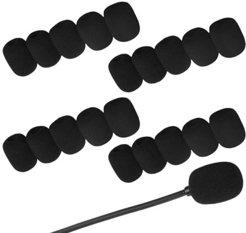 20 Packs Microphone Foam Cover, Mini Windscreens Sponge Foam Covers Shield, Microphone Windshield, Small Microphone Noise Filter, Mic Cover Black