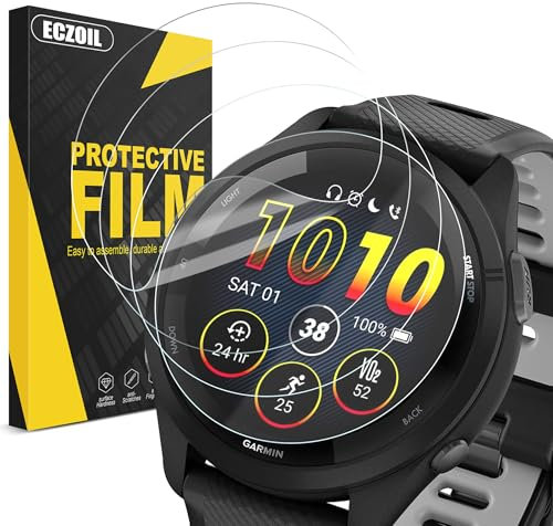 ECZOIL - Protector de pantalla para Garmin Forerunner 265, sin burbujas, antiarañazos de alta definición, transparente y suave, TPU ultrafina, 4 piezas