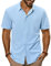 PJ PAUL JONES Mens Shirts Short Sleeve Dress Shirt Casual Shirts Stretch Shirt Business Formal Shirt Blue L