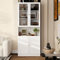DAWNSPACES Vitrine mit 4 Türen,Vitrinenschrank mit Tischplatte,Glasschrank,Hochschrank mit 2 gehärtetem Glastüren,mit Ablagen,Küchenbuffet,für Esszimmer,Wohnzimmer,weiß,80x40x180cm