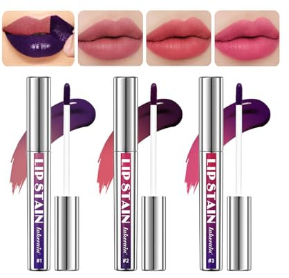 3stück Lip Liner Stain Abziehen, Peel off Lip Liner Tattoo Matte Finish Lip Stain, Farben ändern Lipgloss Lang Anhaltendes, Wasserfestes, Aufpolsterndes Lippen-Glanz-Makeup