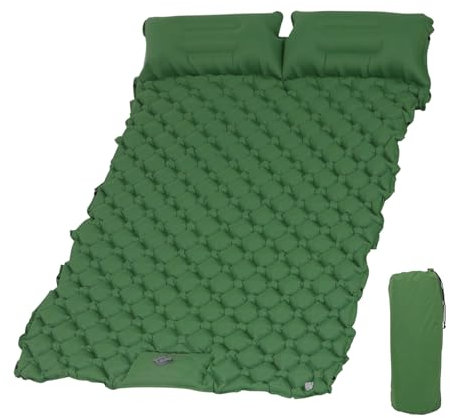 KioGro Isomatte Selbstaufblasend für 2 Personen, Camping Isomatte mit Fußpresse Pumpe, Ultraleicht Luftmatratze mit integrierten Kopfkissen, Wasserdicht, für Outdoor, Wandern,120 x 190cm