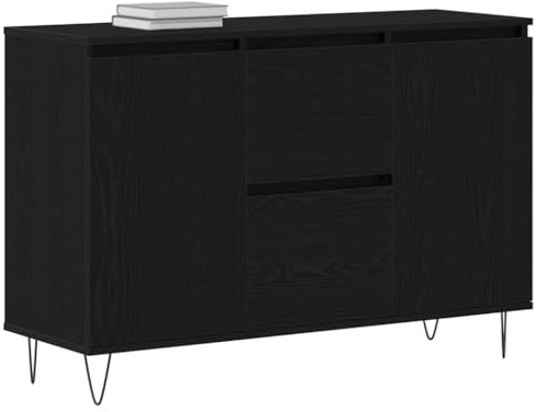 vidaXL Sideboard Schwarz Eiche 101,5x35x70 cm Holzwerkstoff | Dieses Sideboard bietet maximalen Platz mit zwei Türen und drei Schubladen, perfekt für die Aufbewahrung all Ihrer