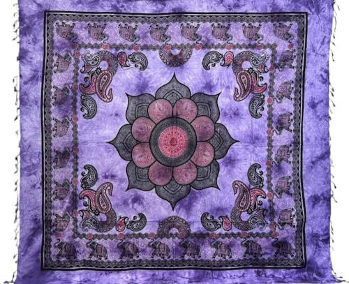 Copritutto Grande Blue Elephant 80% Cotone 20% Poliestere 210x230cm Copridivano Telo Mare Maxi Batik (Viola)