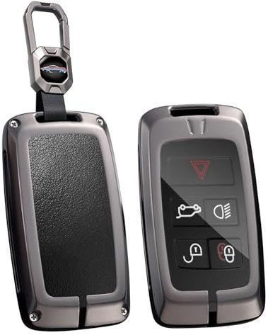 otton Coque de clé de voiture compatible avec Land Rover Défense Découverte Sport Range Rover Sport Velar Evoque Boîtier de clé Accessoire 5 boutons Noir A