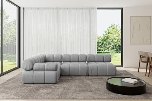 ALTDECOR Modulares Sofa Ecksofa in L-Form Corner modular Sofa Eckcouch Couch Wohnlandschaft Cauchsofa Polstersofa Mende-L2-285x190x70 cm Hellgrau