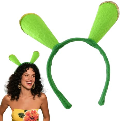 Jlkegfdf Cosplay-Stirnband mit Ohren, Kostüm-Haarband für Halloween – goldfarbene Einfassung, elastisches Haar-Accessoire, bequem zu tragen für Damen, Herren, Erwachsene, Spa, Maskerade, Bühnendusche