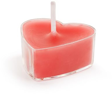 PartyDeco Teelichter Kerzen Wachs 2x4cm Herzen 10 Stück - klein & duftneutral - Wachskerzen als Tischkerzen Dekokerzen - Teelicht für Hochzeit Verlobung - Tischdeko & Hochzeitsdeko - Rot Transparent