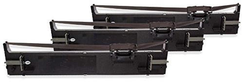 vhbw 3x Farbband Schriftband Ersatz für Epson S015610 | C13S015610 für Nadeldrucker, Bondrucker - Schwarz