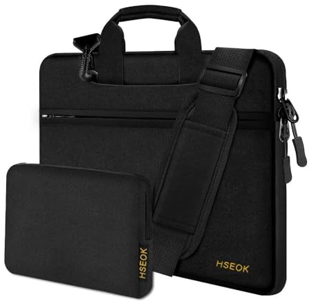 HSEOK Sac à Bandoulière Fin pour Ordinateur Portable 13-14 avec Petit étui pour MacBook Pro 14 M4/M3/M2/M1 2025-2021, Tous les Modèles 13,3 MacBook Air/Pro, La plupart des PC 13-14