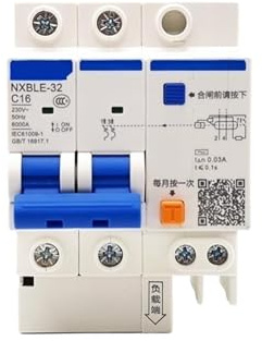 Disjoncteur différentiel NXBLE-32 2P 30mA C6A 10A 16A 20A 25A 32A Disjoncteur(C20A)