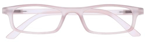 OPULIZE TED Reading Glasses for Men Women - Lightweight Narrow Rectangular Matt Frame - Spring Hinges - Baby Pink +3.00