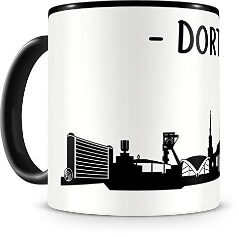 Samunshi® Dortmund Skyline Tasse Kaffeetasse Teetasse H:95mm/D:82mm schwarz