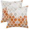 CaliTime Kissenbezüge Kissenhülle Packung mit 2 Cosy Kissenbezügen für Couch Bett Sofa manuell handbemalt bunt geometrischer Gitterkettendruck 45cm x 45cm Hauptgrau Rostrot