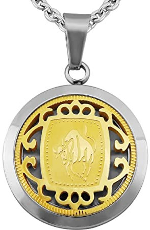 Hanessa Personalisierte Kette mit Gravur Edelstahl 50 cm mit Anhänger Sternzeichen Stier in gold - Personalisierte Halskette für Männer und Frauen - Personalisierter Schmuck Damen Herren