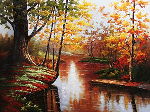 ABEUTY Malen nach Zahlen für Erwachsene Anfänger – Baum und Fluss, 40,6 x 50,8 cm, Anti-Stress-Spielzeug (kein Rahmen)