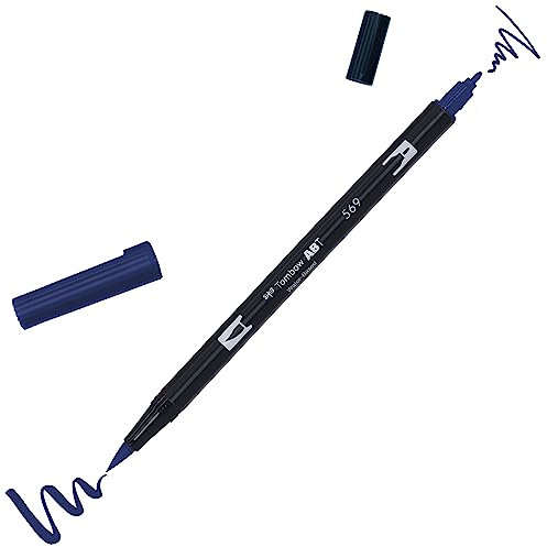 Tombow ABT Dual Brush Pen, ABT-569, Stift mit zwei Spitzen, perfekt fürs Hand Lettering und Bullet Journal, wasservermalbar, jet blue