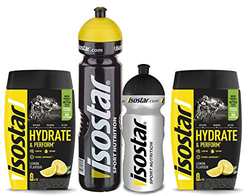 Isostar Hydrate & Perform 2x400 g isotonisches Elektrolytgetränk + 1000 ml Flasche + 500 ml Flasche Elektrolytlösung zur Unterstützung der sportlichen Leistungsfähigkeit