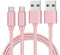 PHONILLICO Lot de 2 Cables Compatible avec Samsung Galaxy A20E / A40 / A50 / A70 / A80 / A9 2018 / A8 2018 / A5 2017 / A3 2017 - [Pack 2] Cable Chargeur USB-C Nylon Tressé Rose 1 Metre