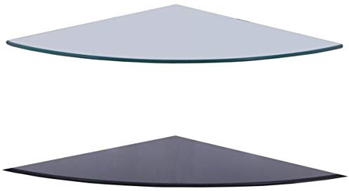 Euro Tische HOOZ Glas Eckregal aus Sicherheitsglas 75 x 75 x 0,6 cm Viertelkreis - Klarglas