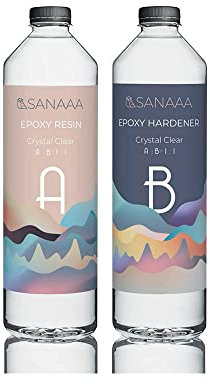 SANAAA Resina epossidica 500gr Dura Trasparente Artigianale in Rapporto 1:1 per Tumbler Legno, Bar, Tavolo, Fabbricazione di Gioielli, Decorazione Artigianale