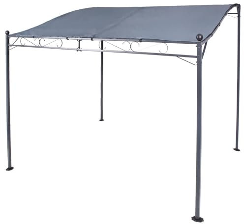 Anbau Pavillon Pergola Vordach Garten Terrassen Sonnen Schutz 300 x 250 cm (Grau)