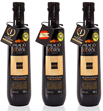 Palacio de Los Olivos | Aceite De Oliva Virgen Extra Picual Gourmet - Prensado en Frío, Recolección Temprana - Pack 3 Botellas de 500ml