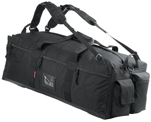 XMILPAX Große Militär-Reisetasche, taktische Ausrüstung, Ausladung, Cargo-Tasche, Reise-Sportausrüstung, Duffel, Gepäcktasche mit Rucksackgurten, 90 l, Schwarz, Reisetasche mit Rucksack-Schultergurten