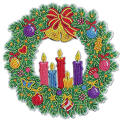 Christmas Flower Wreath Kit DIY Diamond Painting Crystal Art Wreath Kit Front Door Wall Hanging Wreath Christmas Gifts Home Door Wall Decor